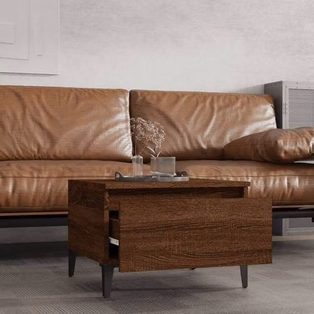 Berkfield Home Set of 2 Modern Brown Oak Side Tables, W/D/H: 50 x 46 x 35 cm – 1
