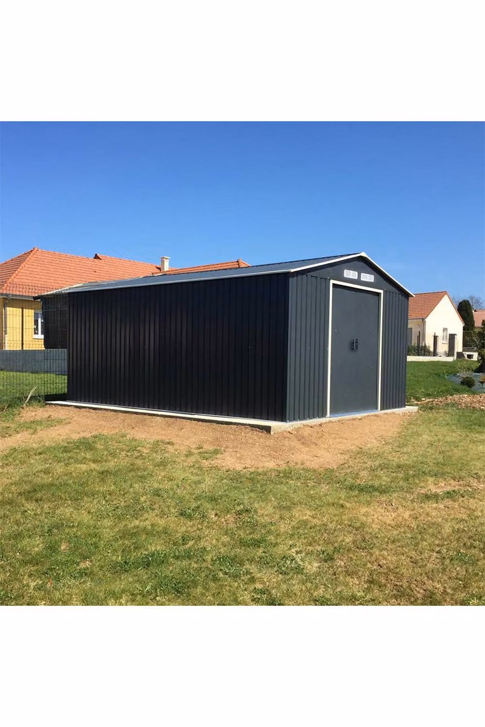 Living and Home Large Metal Garden Tool Storage Shed with Sliding Doors and Gable Roof, Grey, W: 365.76 cm, D: 323.0 cm, H: 202.0 cm – 3