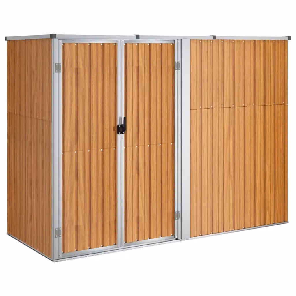Berkfield Home Garden Tool Shed in Brown Galvanised Steel, W/D/H: 225 x 89 x 161 cm – 2