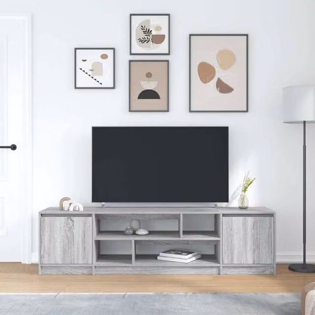 Berkfield Home Modern Grey Sonoma TV Cabinet in Matt Engineered Wood W/D/H: 188.5 x 41 x 50 cm