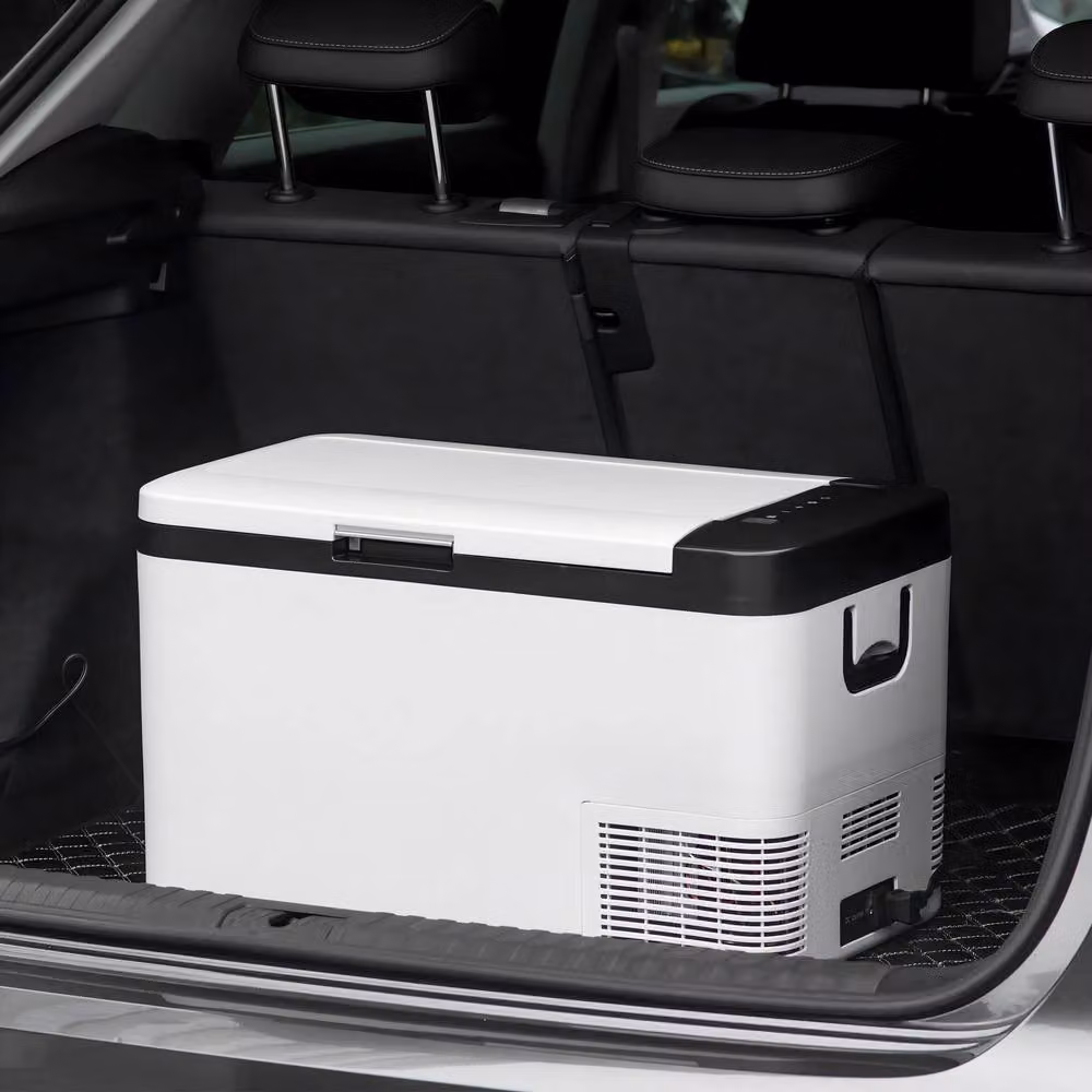 STILVORA 25L Car Fridge Freezer with LED Light and Foldable Handles in White – 5