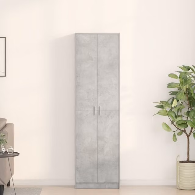 Berkfield Home Minimalist Wardrobe in Concrete Grey, W/D/H: 55 x 25 x 189 cm