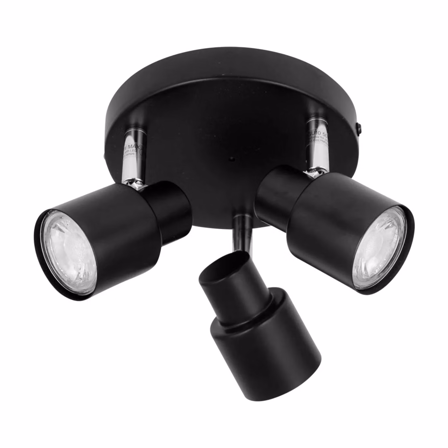 First Choice Lighting Set of 2 Black Round IP44 Bathroom Spotlights with 3 Adjustable Dimmable GU10 Lights – 2