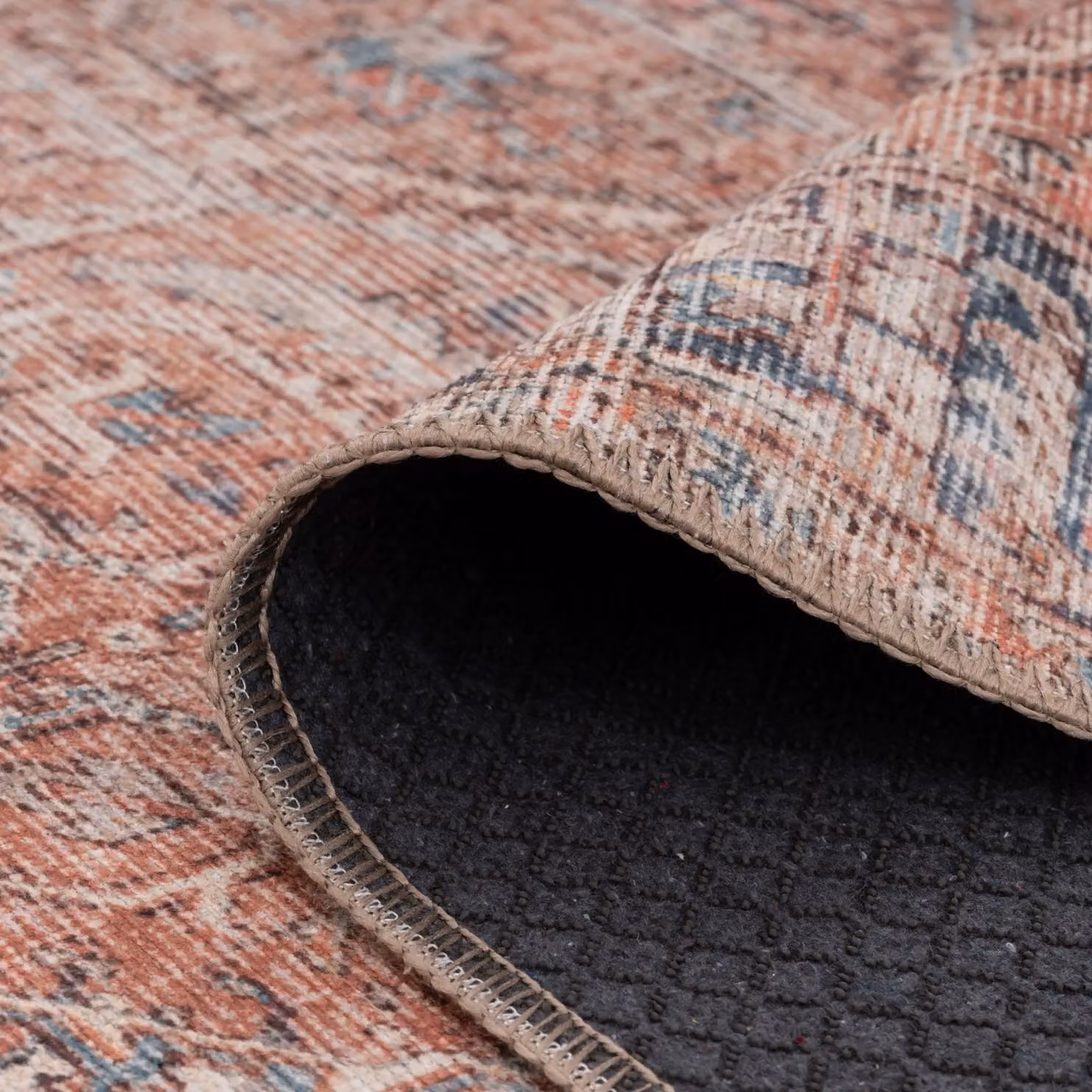 Kukoon Warm Terracotta Traditional Medallion Non Slip Washable Low Pile Rug W: 160 cm, D: 230 cm – 2