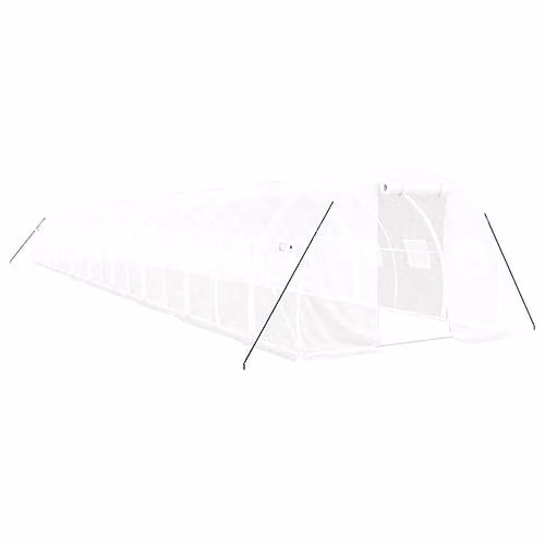vidaXL Greenhouse with Steel Frame in White, 54 m2, W: 18 m, D: 3 m, H: 2 m – 1