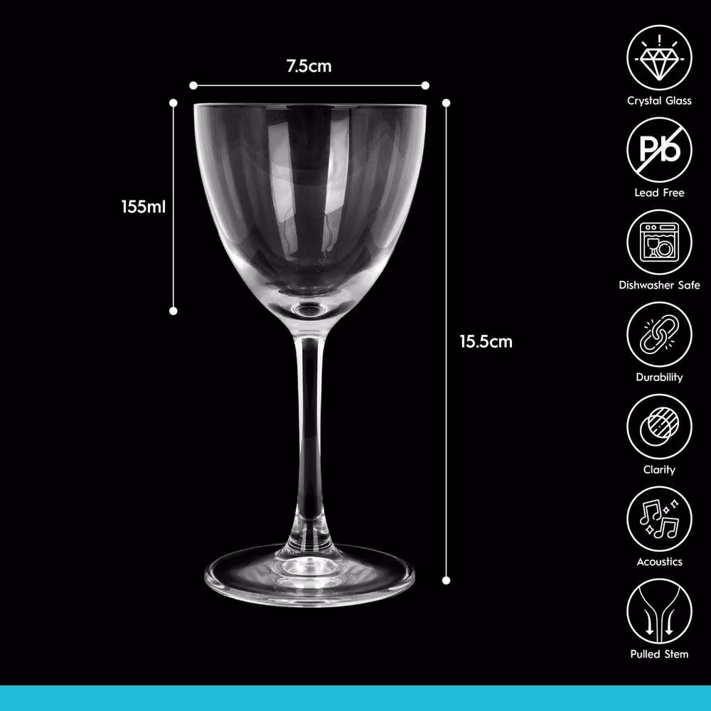 Argon Tableware Hoxton Lead-Free Crystal Nick and Nora Cocktail Glasses, 155ml, Pack of 6, Clear – 5
