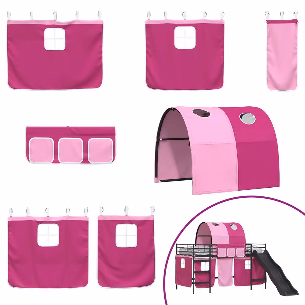Berkfield Home Kids' Metal Loft Bed Frame in Black and Pink, W/D/H: 90 x 200 cm – 3