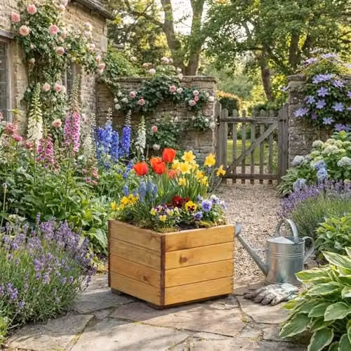 Charles Taylor Brown Wooden and Galvanised Steel Tub Planter
