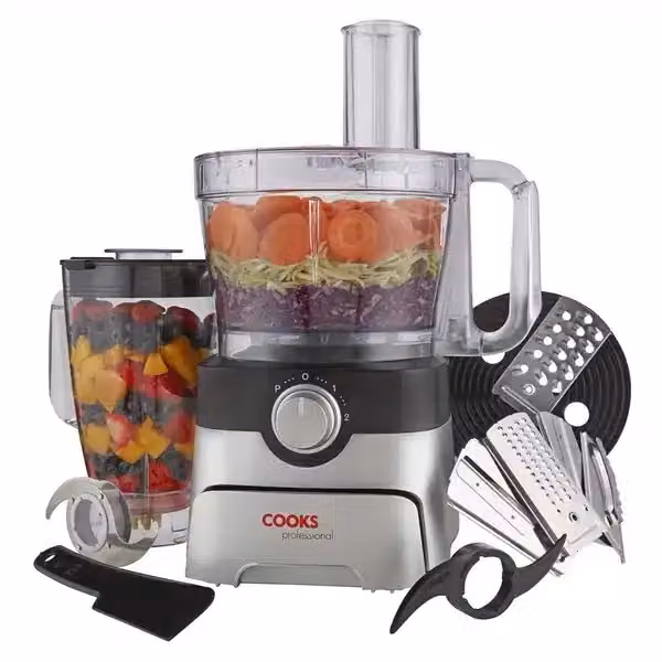 Cooks Professional 1000W Food Processor and Blender with 7 Blades in Silver – 2