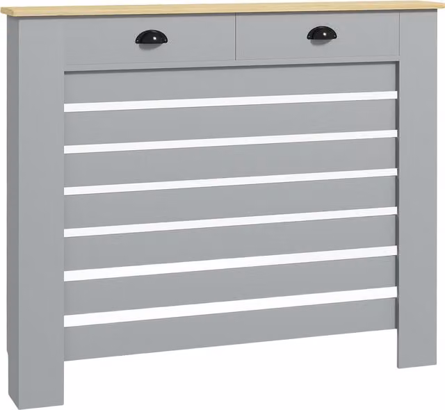 HOMCOM Grey Radiator Cover with Drawer, H 95.5 x W 111 cm – 1