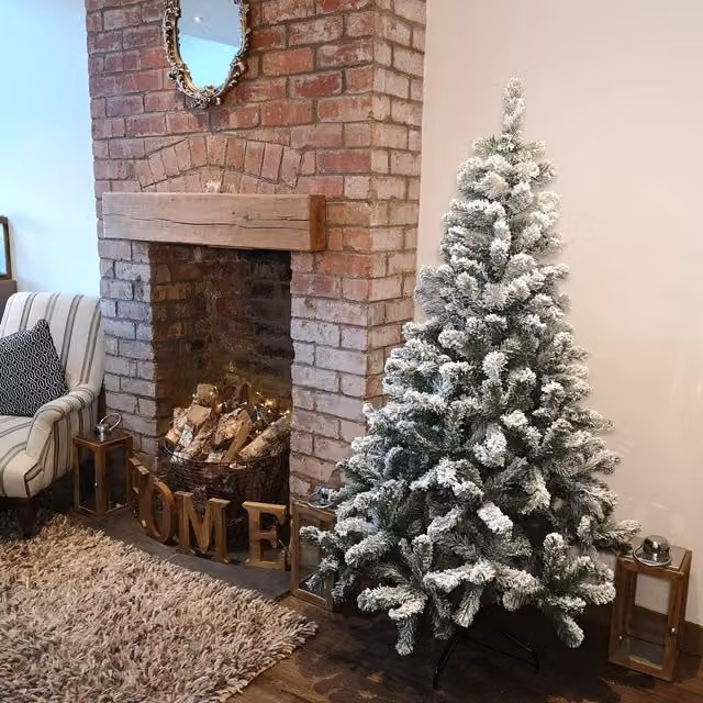 Kaemingk Snow Flocked Imperial Pine Hinged Christmas Tree, Height: 180 cm