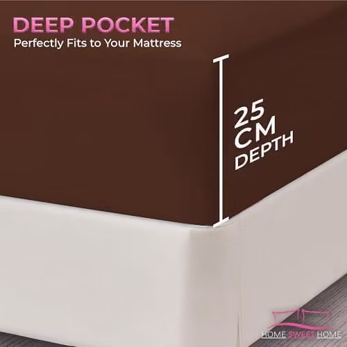 Snug City Brown Polycotton Plain Dyed Extra Deep Fitted Sheet, Super King, W/D/H: 200 x 180 x 25 cm – 4