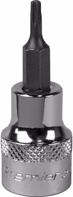 Loops T10 TRX Star Socket Bit with 3/8 inch Square Drive and Knurled Grip in Silver S2 Steel – 1