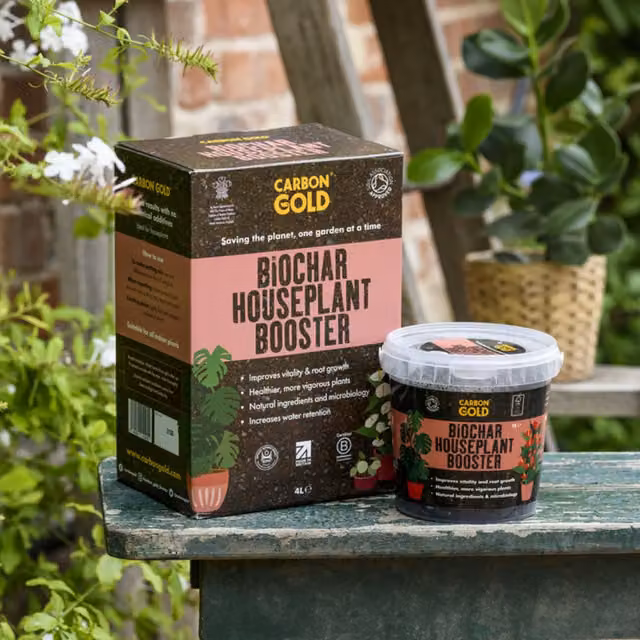 Carbon Gold Biochar Houseplant Booster Plant Tonic, Brown and Black