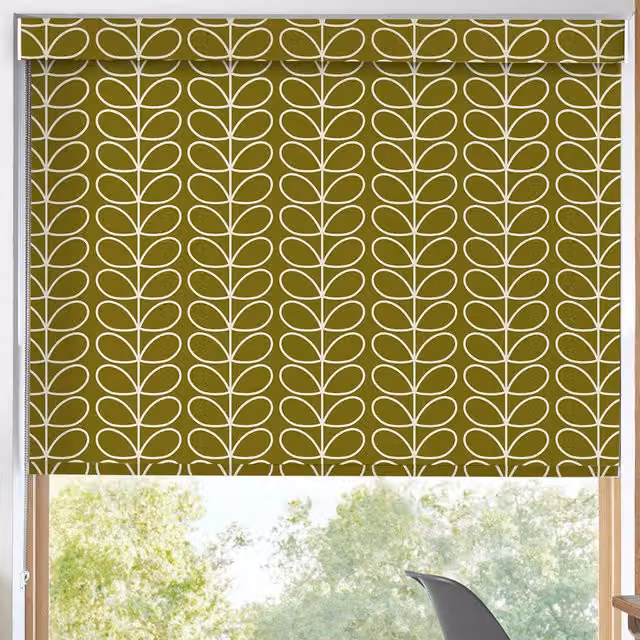 Orla Kiely Linear Stem Translucent Made to Measure Roller Blind in Seagrass Green and Yellow