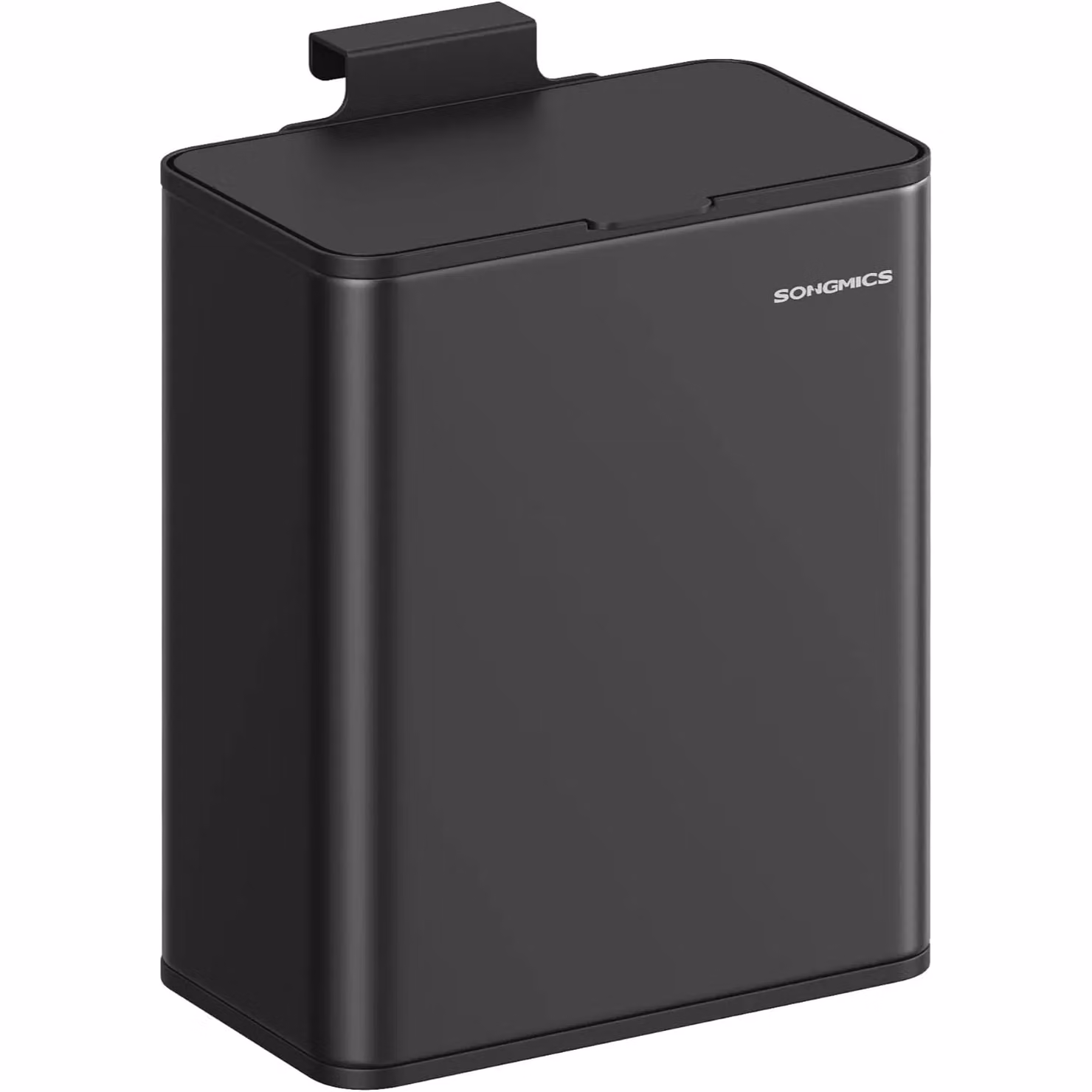 SONGMICS Small Hanging Kitchen Waste Bin with Flip Lid and Removable Inner Bucket, Black Steel – 5