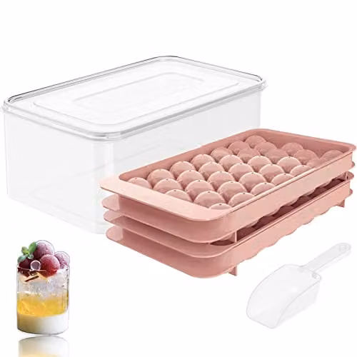 DS Living Mini Sphere Round Ice Cube Tray x 2 and Holder, Pink – 1
