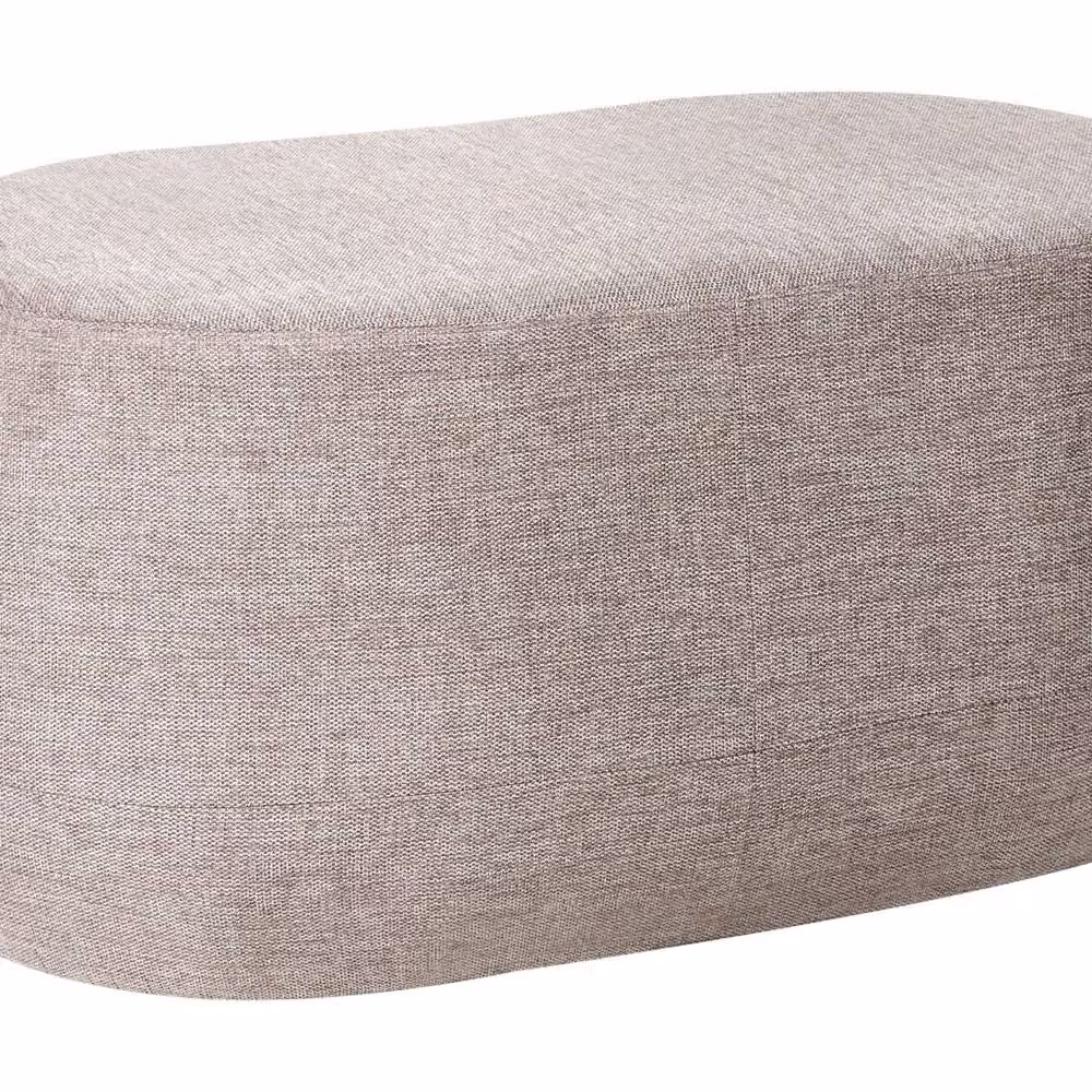 Wyld and Coco Taupe Fabric Upholstered Oval Bench with Eucalyptus Wood Frame in Beige – 2