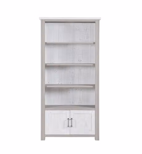 Baumhaus Greystone Large Open Bookcase with Doors in Grey, Beige or White, H 180 x W 56 x D 30 cm – 1