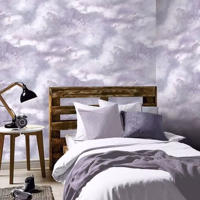 Arthouse Glitter Cloudy Sky Textured Vinyl Wallpaper in Pink, Lilac and Grey