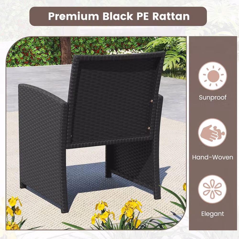 Costway 4-Piece Polyrattan Patio Conversation Set with Upholstered Cushions and Metal Frame in Multicolour – 6