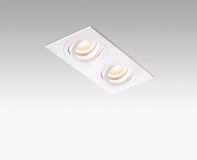 Netlighting Rad 2 Light Double Tiltable Square Recessed Spotlight in White, GU10