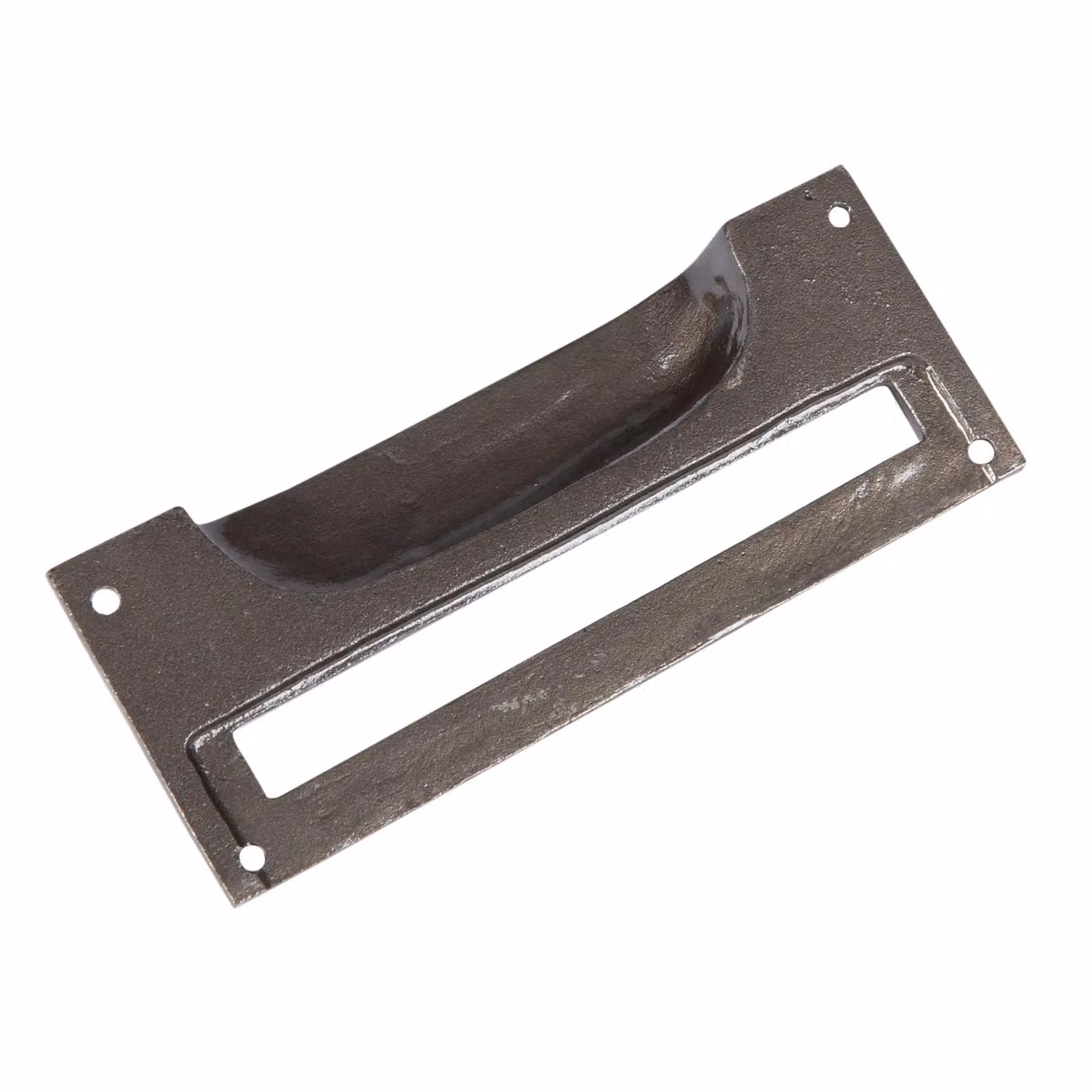 Hammer & Tongs Iron Filing Cabinet Drawer Pull with Card Frame, Black or Grey, W130mm x H50mm, Pack of 4 – 3