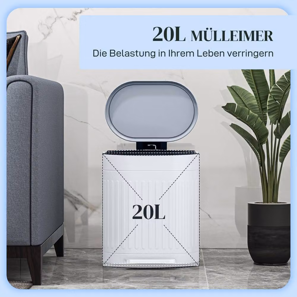 STILVORA 20L Kitchen Pedal Bin with Soft-Close Lid and Removable Inner Bucket in Grey – 4