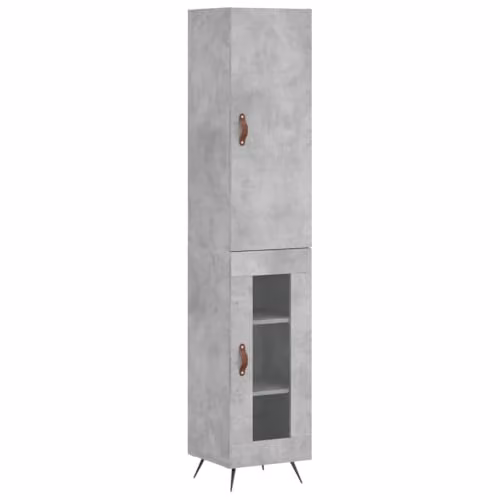 vidaXL Modern Highboard in Concrete Grey, W/D/H: 34.5 x 34 x 180 cm