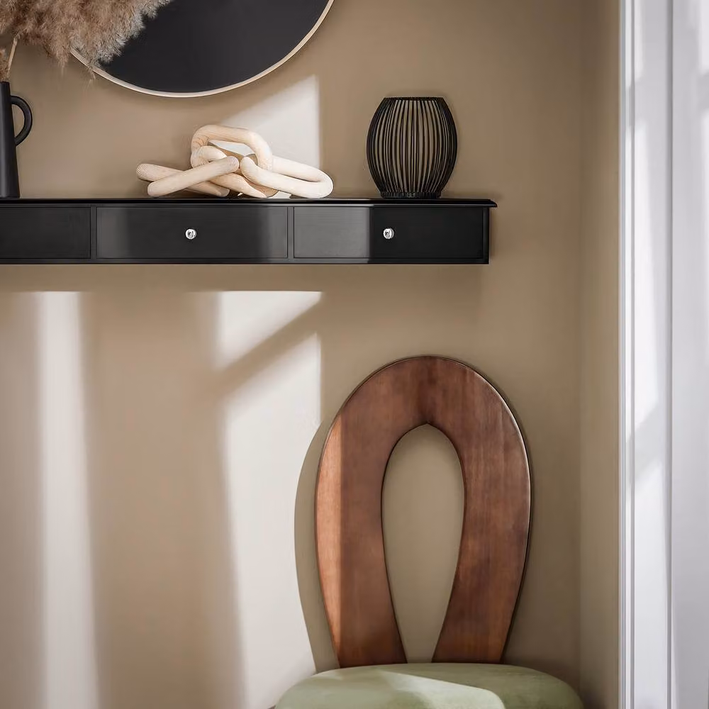 SoBuy Modern Wall-Mounted Floating Shelf with 3 Drawers in Black – 2