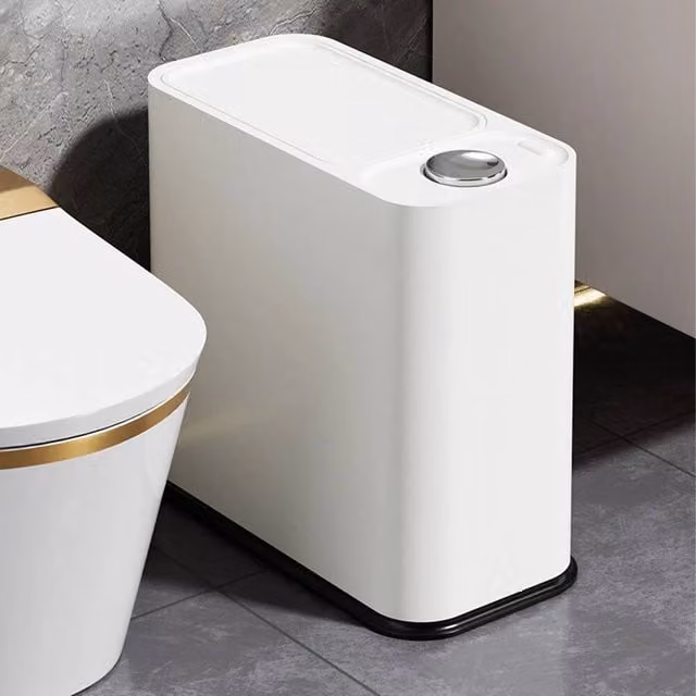 EONLION 16L White Plastic Bathroom Bin with Push Lid