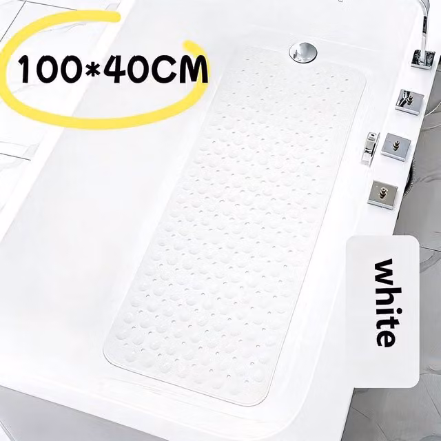 SPETLEK Non Slip Bath Mat for Shower and Bathtub, White, W: 100 cm, D: 40 cm