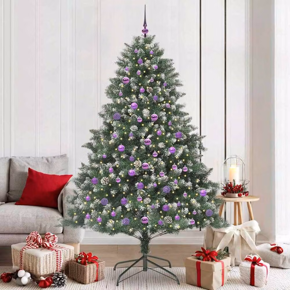 Berkfield Home Modern Artificial Christmas Tree in Green, W/D/H: 140 x 140 x 210 cm – 2
