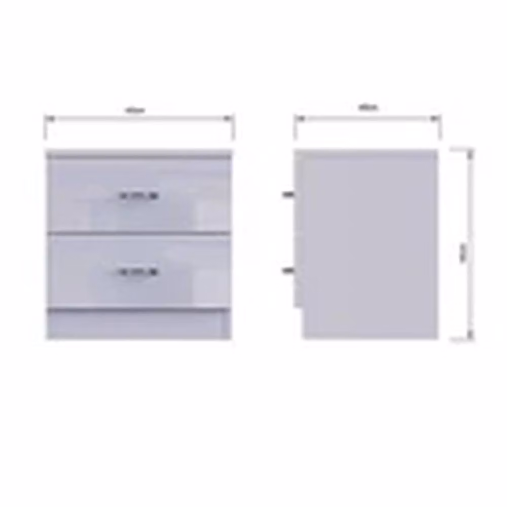EONLION Modern Grey Gloss 2 Drawer Bedside Cabinet – 2