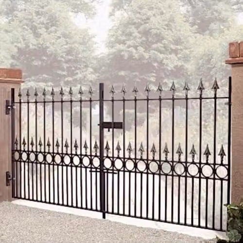 Burbage Iron Craft Balmoral Spear Top Low Double Swing Driveway Gate, Black, W: 304.8 cm, H: 116.8 cm