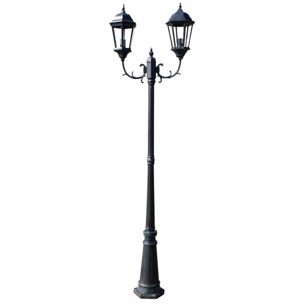 Berkfield Home 2-Arm Decorative Garden Light Post in Green and Black Aluminium, Height: 230 cm – 2