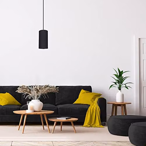 Happy Homewares Black Linen Fabric Cylindrical Lamp Shade with Reducer Ring, Height: 25 cm, Diameter: 13 cm – 4