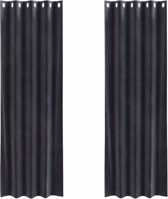 Berkfield Home Dark Grey Velvet Blackout Curtains with Eyelets, 2 Pack, W: 140 cm, H: 260 cm – 1
