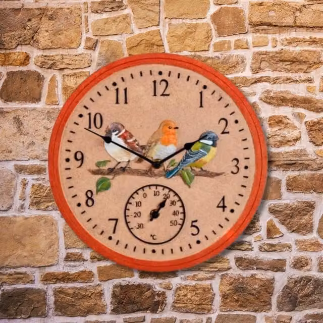 Marco Paul Multicolour Floral Birds Round Quartz Wall Clock, Diameter: 30.48 cm – 1