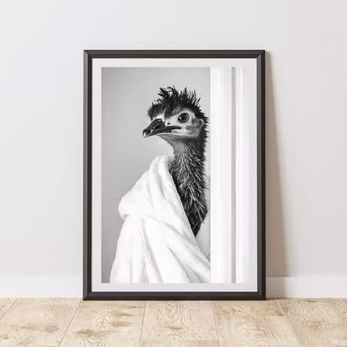 60 Second Makeover Emu Bathrobe Animal Print Paper Poster, Multicolour, A3