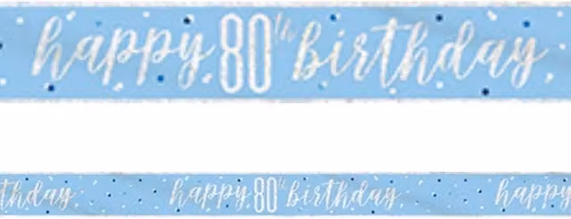 KDMD Blue and Silver Foil Happy 80th Birthday Banner for Adults