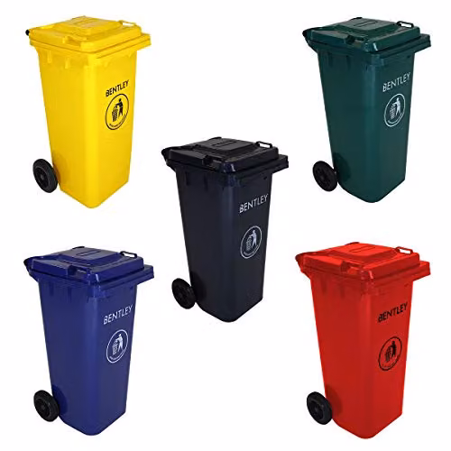 Charles Bentley 120 Litre Yellow Plastic Wheelie Bin with Flip Lid, W/D/H: 95 x 55 x 47 cm – 2