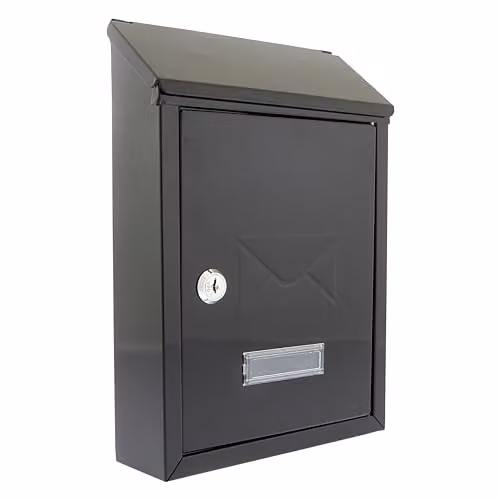 Burg-Wächter MB09BK Avon Rear Entry Wall Mounted Galvanised Steel Lockable Weatherproof Post Box, Black, W: 21 cm, H: 30 cm, D: 6.5 cm – 1