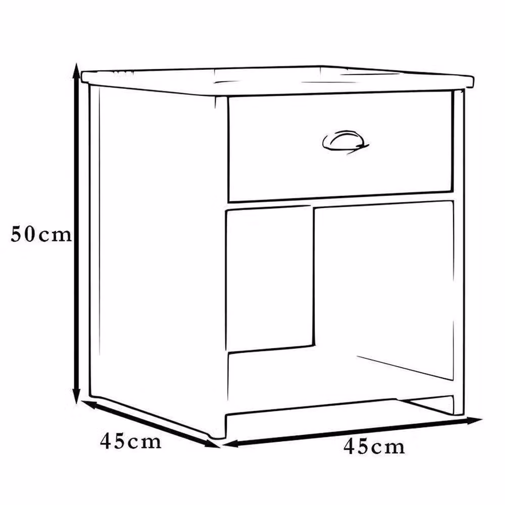 VOGREX Matt Grey Bedside Table with 1 Drawer and Oak Top – 2