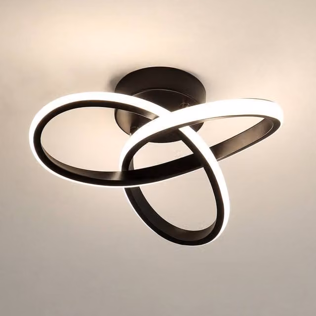 Pheashine Black Twisted Loop LED Ceiling Light, 22W, 4500K Neutral White, Diameter: 25 cm