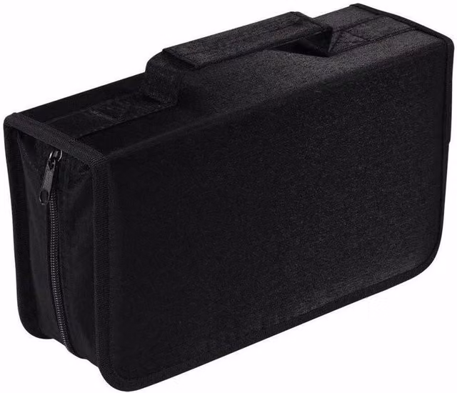 FLAVORA Black 128 CD Case DVD Wallet Fabric Storage Cover – 1