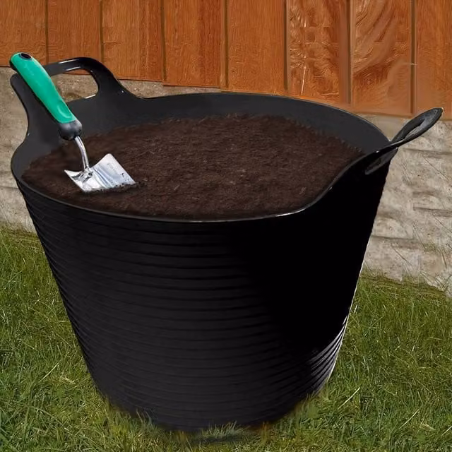EONLION Black Foldable Plastic Bucket Storage for Garden with Handles, Height: 100 cm