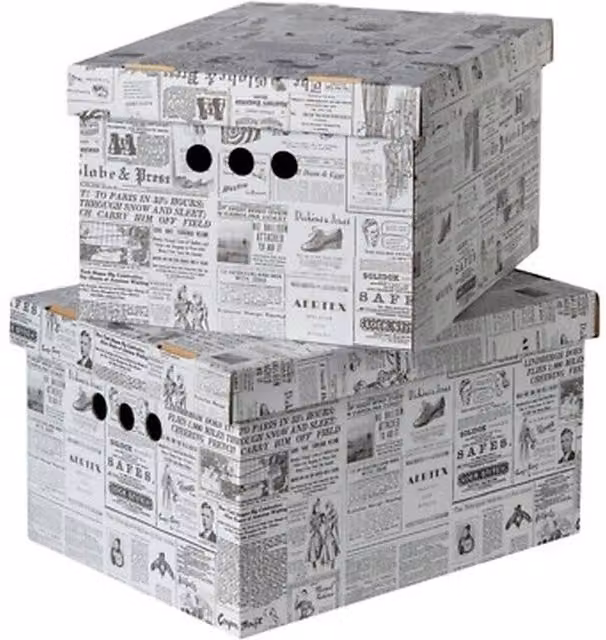 NESTLUNE 2-Piece Grey Cardboard Decorative Storage Boxes with Lids for Home or Office