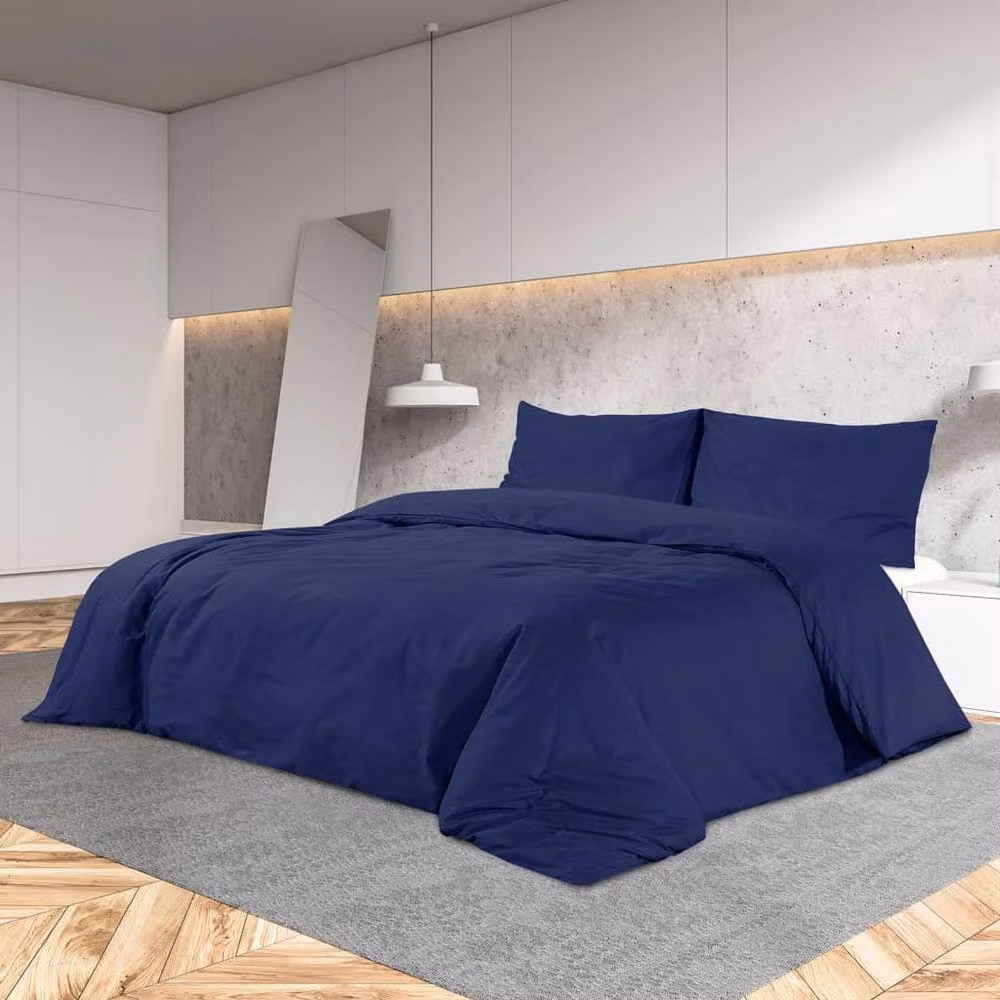 Berkfield Home Cotton Duvet Cover and Pillowcase Set, Blue, W: 140 cm, L: 200 cm – 2