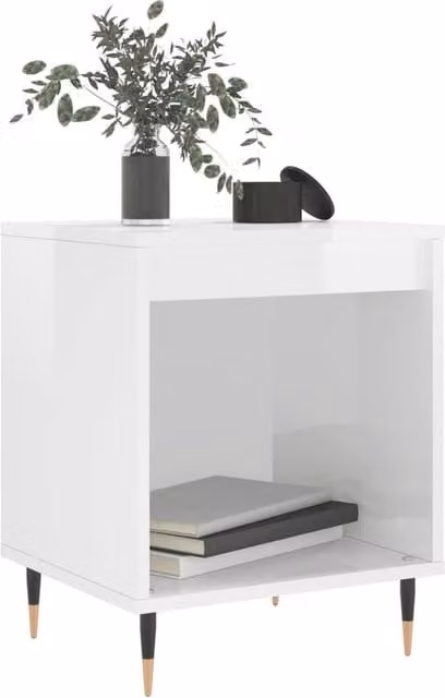 Berkfield Home Modern High Gloss White Bedside Cabinets, Set of 2, W/D/H: 40 x 35 x 50 cm